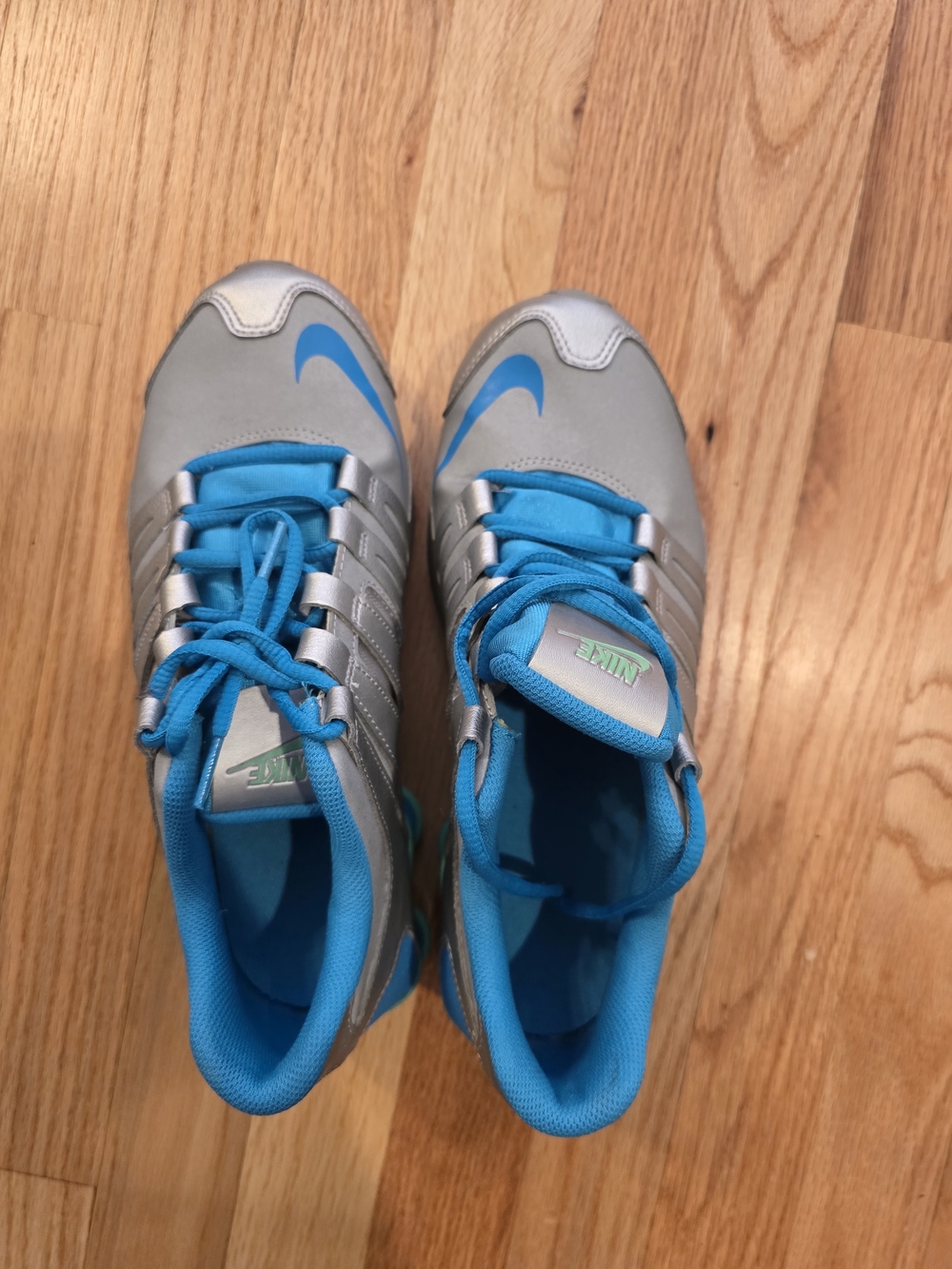 Nike Youth Shox Silver & Blue Athletic Shoes
